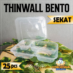 Thinwall Sekat 4 bento anti panas Kotak bekal bersekat 4 Kontainer Food Persegi  25 Pcs Berlian