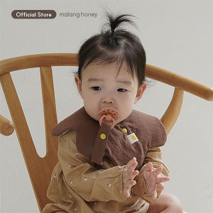 [Malang Honey] Korean 100% Pure Cotton Dry Air-Mesh Baby Rolling Bib for Baby Feeding/Drool Saliva (0-3years old) with Pacifier Clip - Gauze Air