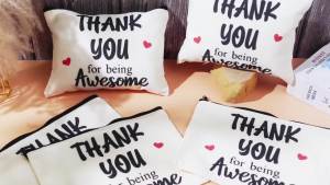 Coume 12 Pcs Inspirational Appreciation Gifts Bulk for Women Teacher Makeup Bags Bulk Thank You Canvas Cosmetic Bag for Back to School Nurse Employee Worker Social Volunteer(Appreciate)