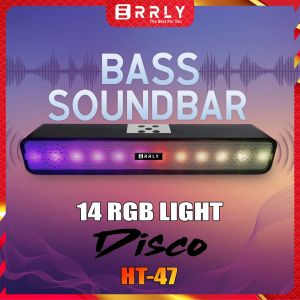ERRLY Speaker Bluetooth Soundbar HT47 Super Bass 14 LED Light RGB Speakers Laptop Gaming Cinemax Wireless Musik Box
