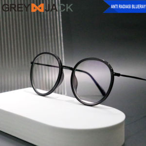 Grey Jack Kacamata Antiradiasi Blueray Retro Korean Style Bulat TR90+Metal Fashion Pria dan Wanita Terbaru 6024