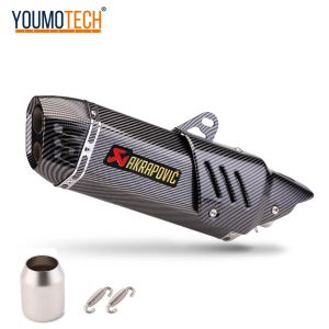 51MM Inlet Motorcycle Exhaust Muffler Pipe Exhaust Canister Tail PIPE Vent Pipe Power End Pipe Universal For Yamaha Tracer 900 Z400 GSX250 R3R6 CBR650 Aprilia RS4 Ducati Diavel Monster 821 1200 ETC