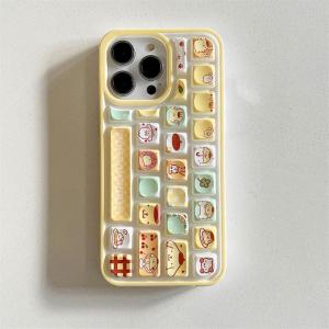 Ốp Lưng Điện Thoại 3D Bàn Phím Thời Thượng Cho iPhone 16 Pro Max 15 14 13 12 11 Pro Max Plus Hoạt Hình Dễ Thương Màu Vàng Vui Chơi Chống Sốc Silicone