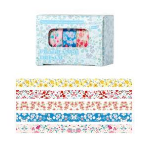 5Rolls Flower Tape 10mmX2M Decorative Tape Aesthetic Paper Tape for Scrapbooking Journal Notebook Album Phone Packaging