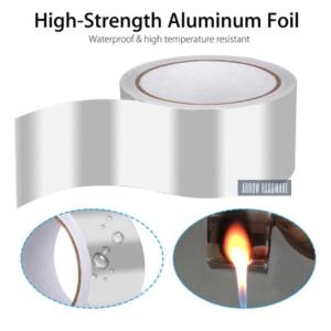 5cm*20m Aluminium Foil Adhesive Sealing Tape High Temperature Resistant Heat Insulation Thermal Resist Duct Foil Adhesive Tape