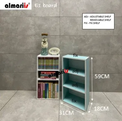 ALMARIIS® (SH203) 3 TIER ADJUSTABLE SHELF / 3 TIER UTILITY SHELVING / 3 TIER ADJUSTABLE BOOKCASE / 3 AJUSTABLE COMPART
