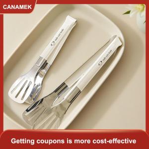 【CANAMEK 】 Stainless Steel Food Tongs Kitchen Utensils Buffet Cooking Tool Anti Heat Bread Clip Pastry Clamp For Desserts Salads Barbecue