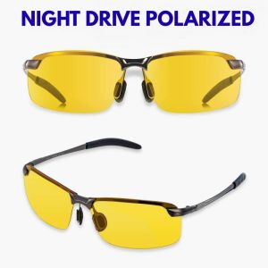 Kacamata Anti Silau Siang Dan Malam Night Vision Photocromic Polarized Mengemudi Sunglasses Lensa Kuning Berubah warna
