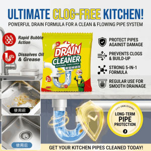 Powerful Drain Dissolving and Unclogging Agent Drainage Clog Remover Easily Dissolves Grease/Hair/Oils Dredging Agent Sink Pipes Cleaner
