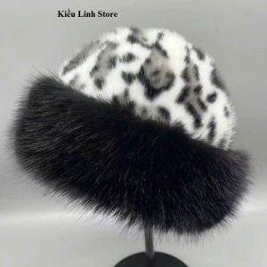 [ SIÊU HOT ] Mũ Da Beo Kiểu Dáng Thời Trang Giữ Ấm Mùa Đông Dành Cho Nữ Chống Gió Phối Lông Dày Mềm Mại Cao Cấp