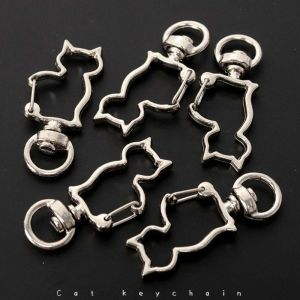 GUAIP Gold Silver Plated Cat Lobster Claw Clasp Keyring Making Alloy Split Key Ring Connector Accessories Metal DIY Keychain Buckle DIY Jewelry