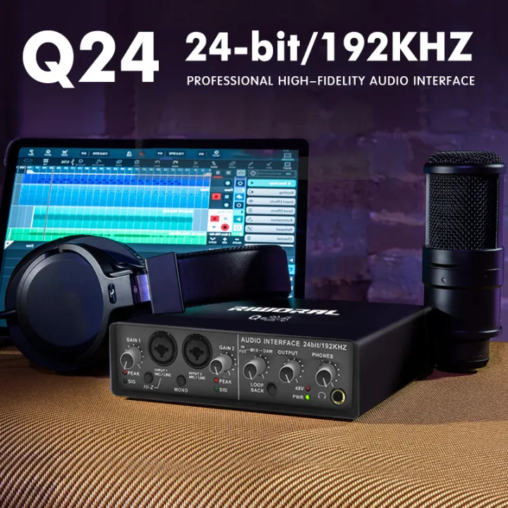 USB Audio Interface Musical Instrument Support Dynamic Microphone Monitor phone Built-in 48V Phantom Power Phone/PC