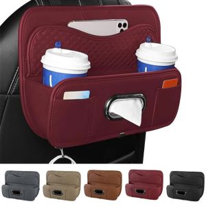 LILYGIRL Water-proof Car Backseat Storage Box Partition Design Anti-wear Car Rear Seat Organizer Convenient Multifunctional Vehicle Tissue Box Drink Cup