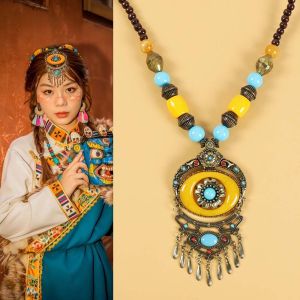 COSE Retro Bohemia Necklace Gypsy Long Chain Bohemia Tiara Ethnic Tassel Necklace Forehead Pendant Ethnic Head Chain