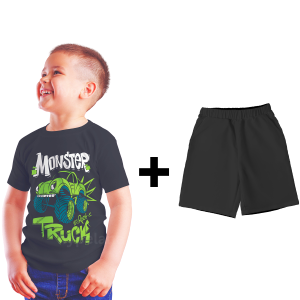 Baju Kaos Setelan Distro Anak Laki Laki Gambar Mobil Truk Oleng Keren Import 1 - 10 tahun