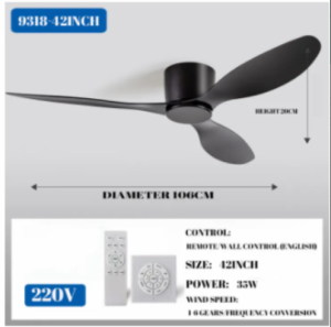 Black Retro Ceiling Fan with Large Airflow – Chandelier Design Ideal for Household Spaces (Dining Room Living Room) & Commercial Areas