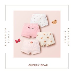 4 PCS kids panties girl Breathable Girl’s Underwear Boxer Cartoon Solid Cotton girl panties spender budak perempuan 女童内裤
