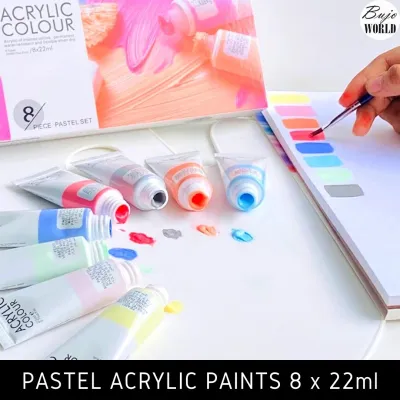 Acrylic Pastel 8 Colors 22ML Paint set BujoWorld Painting Art Pigment Supplies Set for Artists Beginners student Pastel Pink / Yellow / Red / Orange/ Blue / Purple DIY Hand Painted Canvas Wood Ceramic Fabric & Crafts