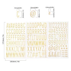 MAOMEI STUDIO 3Sheets Self Adhesive Gold Letter Stickers Waterproof 3D 3D Letter Alphabet Stickers Golden Foam Stickers Gold Color Metallic Decorative Sticker Scrapbooking