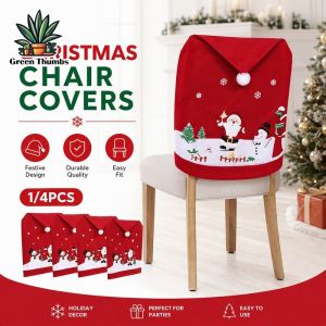 1/4 Pcs Red Christmas Chair Covers Santa Claus Hat Chair Back Covers Xmas Home Dinner Decor