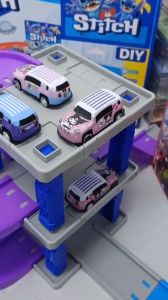 Colorful Parking Lot Simulation Playset with Spiral Ramps 6 Cars and 45 Interactive Pieces