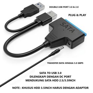 Converter Kabel SATA to USB 3.0 with DC Port / Adapter Harddisk to USB 3.0 HDD SSD Converter to SATA
