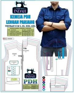 pola jiplak / pola instan / pola baju POLA BAJU PDH DEWASA