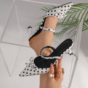 [Free Shipping] WomenS Pointed-Toe Sandals With A Polka Dot Pattern Suitable For Both Indoor And Outdoor Wear 2026 Spring New Collection Elegant And Stylish For Commuting