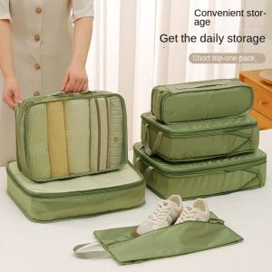 LIANG 6PCS/Set ไม่ซึมน้ำ กระเป๋าเก็บของสำหรับเดินทาง ประหยัดพื้นที่ ป้องกันฝุ่น กระเป๋าเก็บเสื้อผ้า หลายฟังก์ชัน ความจุขนาดใหญ่ ที่จัดระเบียบเสื้อผ้าและกระเป๋าเดินทาง สำหรับการเดินทางเพื่อธุรกิจ