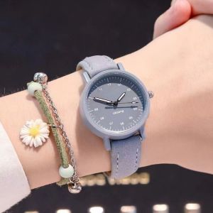 KECTTIO Classic Womens Quartz Watch Clock Round Dial Solid Colo Girls Leather Wrist Watch Elegant Non-waterproof Lady