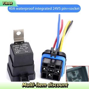 YIBAR 1 Set Car Relay With Socket DC 12 24V 40A 4 5Pin AMP Waterproof Relay Harness Tinned Copper Wires 5-PIN SPDT For Boat Auto Fan