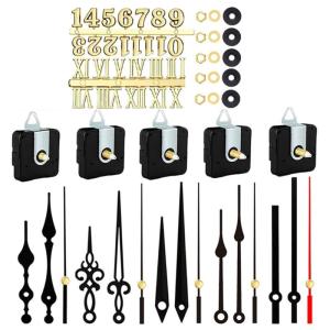 Quiet Quartzs Clock Motor Replacement Parts for Home and Office 5Pcs Clock Movement with Hands and Clock Numerals Kits