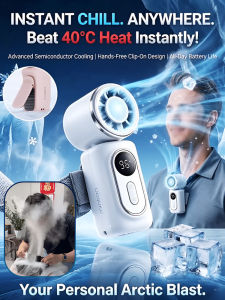 ❄️ Pink Stylish Multi-functional Portable Fan With Rotatable Ice Cooling - Solves Summer Heat & Winter Cold Compact Lightweight Built-in Clip Hands-free