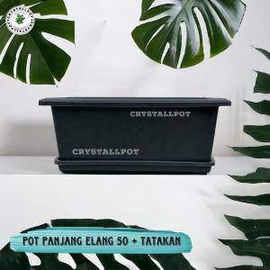 POT BUNGA TANAMAN PANJANG ELANG EGP 50 HITAM + TATAKAN BAWAH HITAM