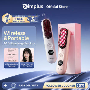 【NEW】Simplus Cordless Portable Hair Straightener Brush 20 Million Negative Ions 6 Speeds 20s Heating Constant Temperature Hair Care Curly and Straight Styling Large Dynamic Digital Display