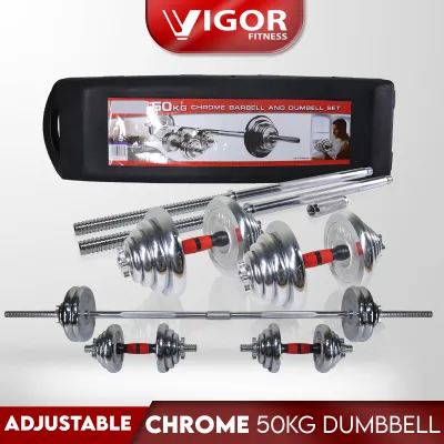 50KG Dumbbell & Barbell Set with Case