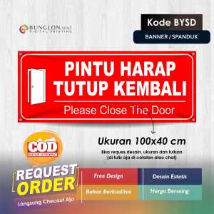 SPANDUK BANNER PINTU HARAP TUTUP KEMBALI KODE BYSD MERAH