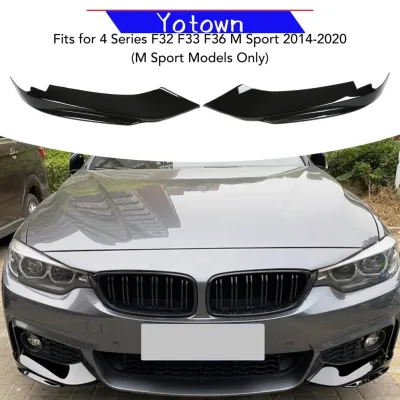 Yotown Bộ 2 Cánh Gió Khuếch Tán Cản Trước – Đen Bóng Phù Hợp Cho Xe BMW 4 Series F32 F33 F36 M Sport 2014–2020