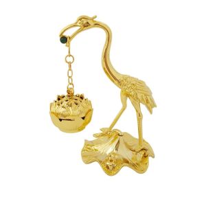 GAOSU Thủ công hợp kim Dụng cụ giữ hương cần cẩu Bền Hình dạng cần cẩu Lò treo cần trục sen Thanh lịch Thủ công Khay hương treo cổ Văn phòng