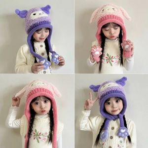 หมวกเด็ก สไตล์ฤดูใบไม้ร่วง/ฤดูหนาวใหม่ หมวกถัก ลายการ์ตูนน่ารัก ให้ความอบอุ่น กันลมและป้องกันหู