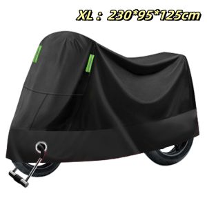 Thickened Motorcycle Cover Waterproof Motor Cover All Season Universal Weather Black Silver-L/XL