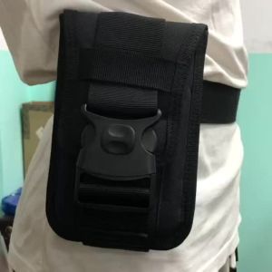 LANGJ หัวเข็มขัดใหญ่ กระเป๋าคาดเอวสำหรับโทรศัพท์มือถือ ไม่ซึมน้ำ แบบพกพา กระเป๋าใส่ปืนแบบคลิปออน กระเป๋าโทรศัพท์แบบพับได้ ความจุขนาดใหญ่ กระเป๋าคาดเอวหลายฟังก์ชัน กิจกรรมกลางแจ้ง