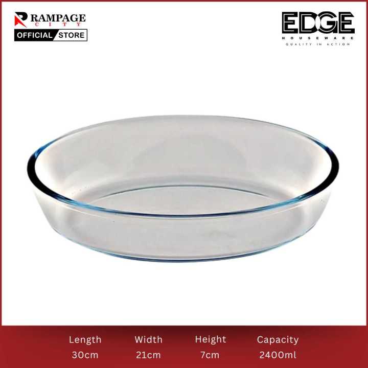 Edge Artemis 2400ml GLASS OVAL BAKING DISH MICROWAVE SAFE Glass