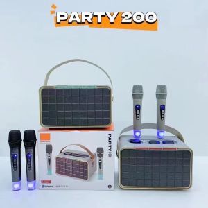 ลำโพงบลูทูธ ลำโพงคาราโอเกะ PARTY 200（แถมไมโครโฟน2ตัว） ลำโพงไร้สาย bluetooth speaker กันน้ำกลางแจ้งแบบพกพา เสียงดีเบสแน่น มีรับประกัน✅พร้อมส่ง1-2วัน✅