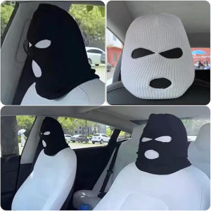 438178 ZXC 1PC Funny Spoof Car Seat Headgear Headrest Cover 3 Hole Knitted Face Mask Seat Cover Car Creative Seat Decorations Accessories