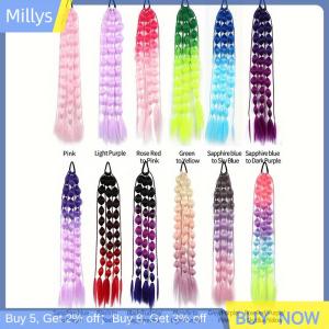Millys 1pcs tổng hợp tóc giả đèn lồng bong bóng đuôi ngựa nhiều màu giả Braid HOT GIRL đường phố hình ảnh mô hình đèn lồng dài braid