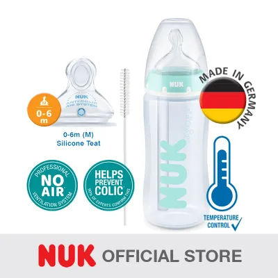NUK Anti-Colic Professional Temperature Control Baby Bottle with Silicone Teat 300ml | Made in Germany