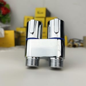 Sincecu Elegant Chrome Dual Control Bidet Faucet Valve with Hose - Modern Bathroom Sink/Water Sprayer Valve Elegant Dual-Handle Bidet Valve Corner Wall-Mounted Water Sprayer for Toilet/Sink High-Quality Chrome Finish