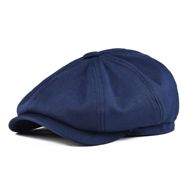 BOTVELA Newsboy Cap Men's Twill Cotton Hat 8 Panel Hat Baker Caps Retro ...