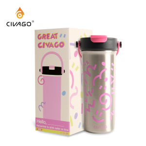 CIVAGO(20oz/600ml)Ceramic Coffee Mug With Lid Large Capacity Cute Travel Mug Leak Proof Water Bottle Gift